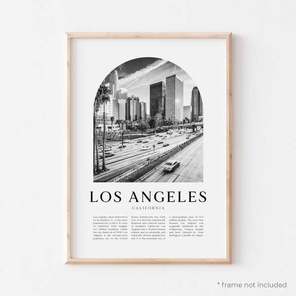 Los Angeles Art Print, Los Angeles Poster, Los Angeles Photo, Los Angeles Wall Art, Los Angeles Black and White, California | NA05M