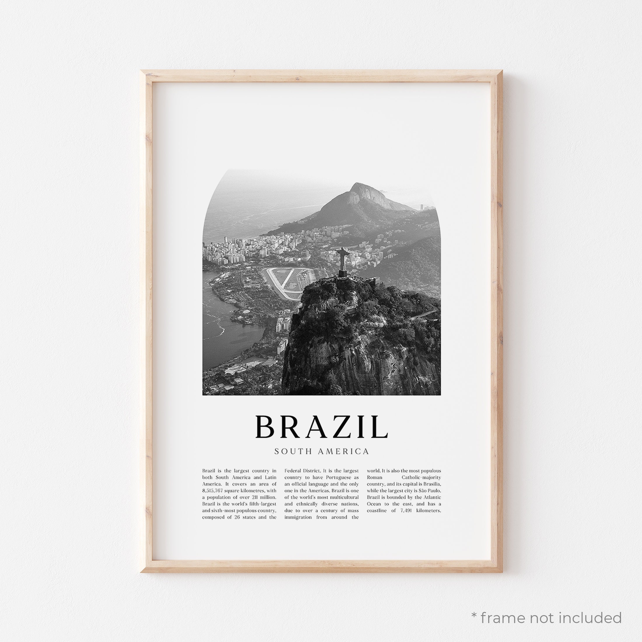 Brazil Art Print, Brazil Poster, Brazil Photo, Brazil Wall Art, Brazil Black and White, South America | SA15M