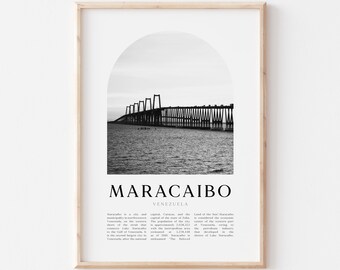 Maracaibo Art Print, Maracaibo Poster, Maracaibo Photo, Maracaibo Wall Art, Maracaibo Black and White, Venezuela | SA74M