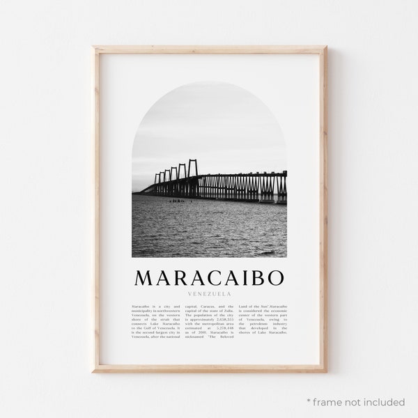 Maracaibo Art Print, Maracaibo Poster, Maracaibo Photo, Maracaibo Wall Art, Maracaibo Black and White, Venezuela | SA74M