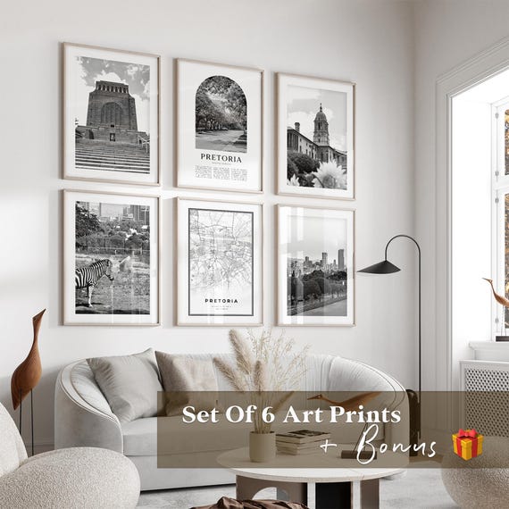 Pretoria Gallery Wall Art - Set of 6, Pretoria Black and White Photo, Pretoria Posters, Pretoria Prints, South Africa