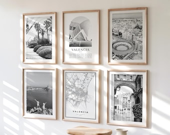 Valencia Gallery Wall Art - Set of 6, Valencia Black and White Photo, Valencia Posters, Valencia Print Collection, Spain