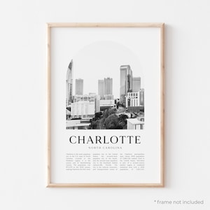 Charlotte Art Print, Charlotte Poster, Charlotte Photo, Charlotte Wall Art, Charlotte Black and White, North Carolina | US503M