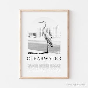 Clearwater Art Print, Clearwater Poster, Clearwater Photo, Clearwater Wall Art, Clearwater Black and White, Florida | US252M