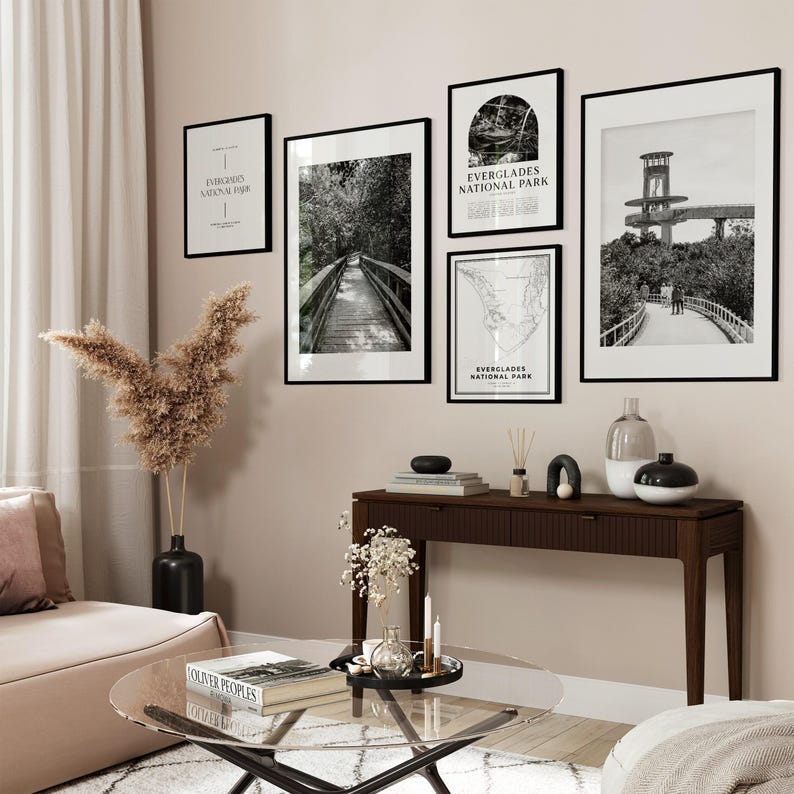 Conjunto de 6 quadros decorativos para parede com fotos do Parque Nacional Everglades, pôsteres e gravuras da região. Parque Nacional, Flórida. imagem 2