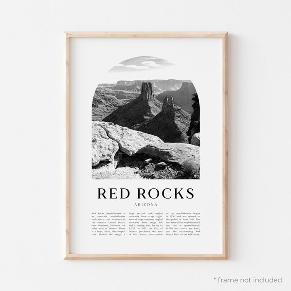 Red Rocks Art Print, Red Rocks Poster, Red Rocks Photo, Red Rocks Wall Art, Red Rocks Black and White, Arizona | NA397M