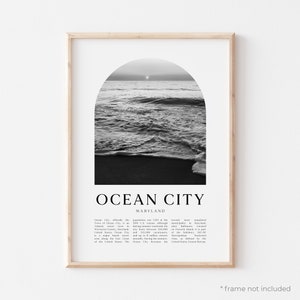 Ocean City Kunstdruck, Ocean City Poster, Ocean City Foto, Ocean City Wandkunst, Ocean City Schwarzweiß, Maryland | NA342M