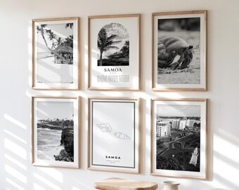 Samoa, Oceania Gallery Wall Art Set of 6 – Black and White Photo Prints