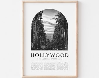 Hollywood Art Print, Hollywood Poster, Hollywood Photo, Hollywood Wall Art, Hollywood Black and White, Los Angeles, California | NA64M