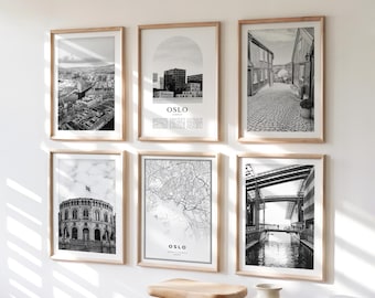 Oslo Gallery Wall Art - Set of 6, Oslo Black and White Photo, Oslo Posters, Oslo Print Collection, Norway