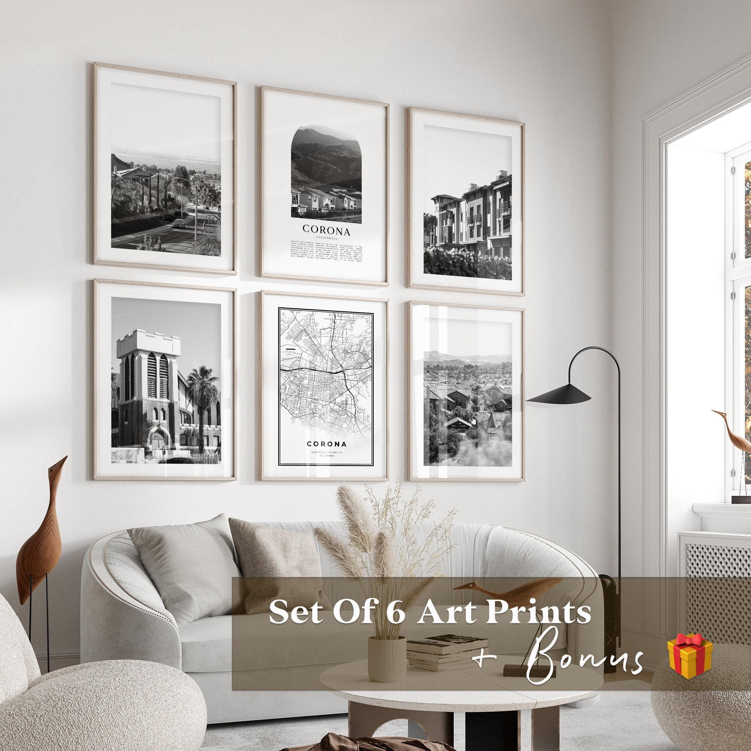 Corona Gallery Wall Art - Set of 6, Corona Black and White Photo, Corona Posters, Corona Prints, California