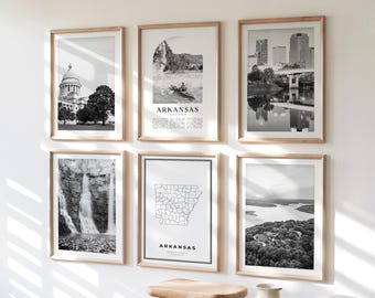 Arkansas Gallery Wall Art - Set of 6, Arkansas Black and White Photo, Arkansas Posters, Arkansas Print Collection, United States