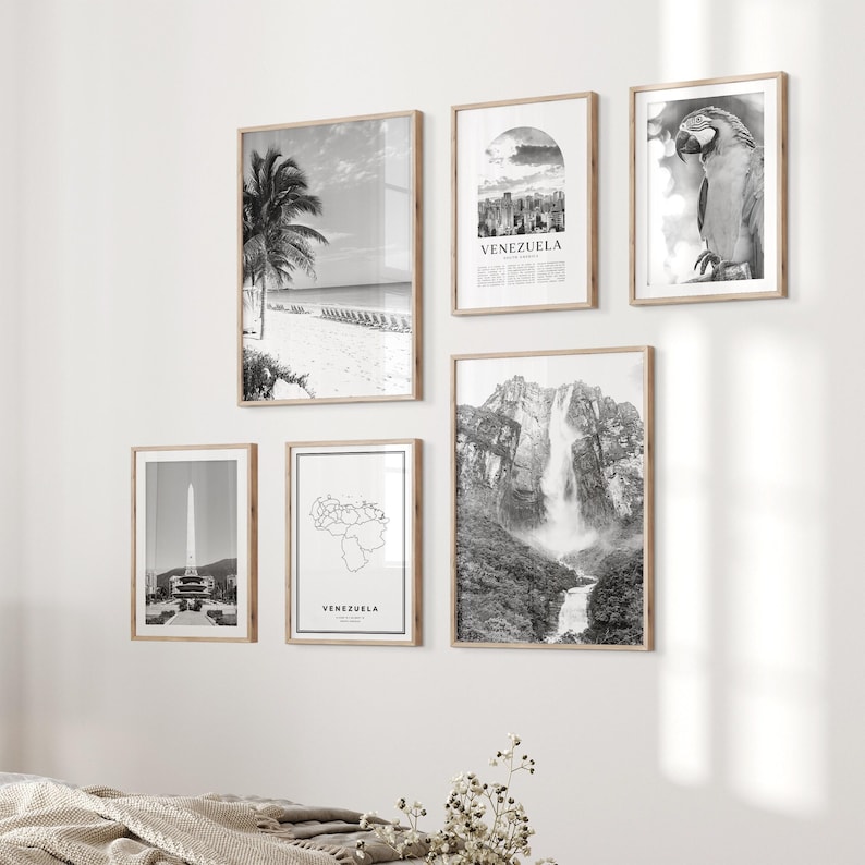 Venezuela Gallery Wall Art - Set of 6, Venezuela Black and White Photo, Venezuela Posters, Venezuela Prints, South America image 3
