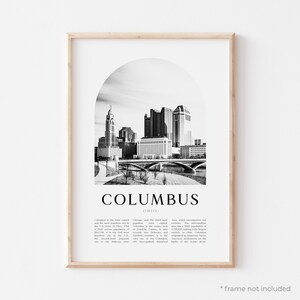 Columbus Art Print, Columbus Poster, Columbus Photo, Columbus Wall Art, Columbus Black and White, Ohio | US15M