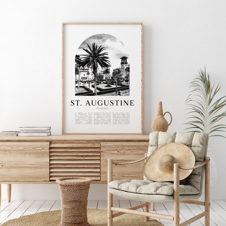 St. Augustine Art Print, St. Augustine Poster, St. Augustine Photo, St. Augustine Wall Art, St. Augustine Black and White, Florida NA345M image 4