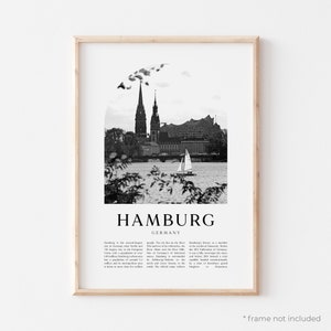 Hamburg Art Print, Hamburg Poster, Hamburg Photo, Hamburg Wall Art, Hamburg Black and White, Germany | EU43M
