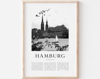 Hamburg Art Print, Hamburg Poster, Hamburg Photo, Hamburg Wall Art, Hamburg Black and White, Allemagne | EU43M