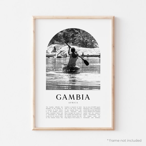 Gambia Kunstdruck, Gambia Poster, Gambia Foto, Gambia Wandkunst, Gambia Schwarz-Weiß, Afrika | AF47M