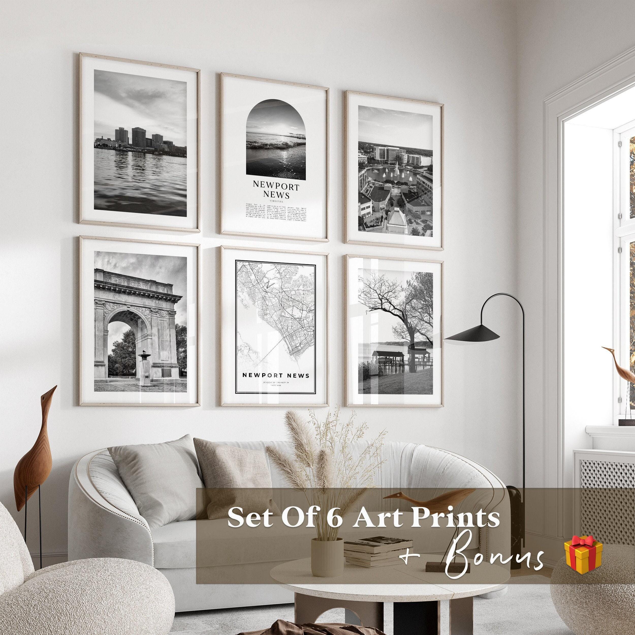 Newport News Gallery Wall Art - Set of 6, Newport News Black and 
