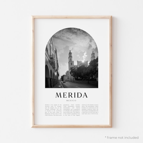 Merida Art Print, Merida Poster, Merida Photo, Merida Wall Art, Merida Black and White, Mexico | NA200M