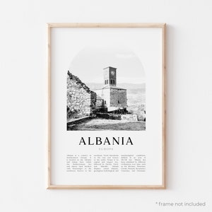 Albania Art Print, Albania Poster, Albania Photo, Albania Wall Art, Albania Black and White, Europe | EU01M