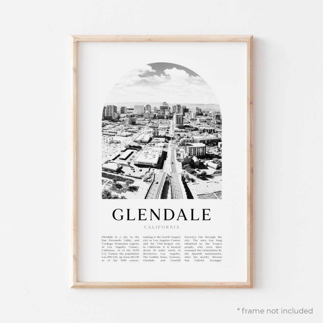 Glendale Art Print, Glendale Poster, Glendale Photo, Glendale Wall Art, Glendale Black and White