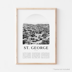 St. George Art Print, St. George Poster, St. George Photo, St. George Wall Art, St. George Black and White, Utah | US431M