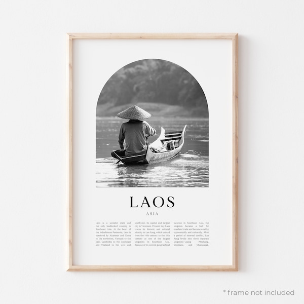 Laos Art Print, Laos Poster, Laos Photo, Laos Wall Art, Laos Black and White, Asia | AS208M