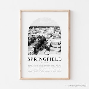 Springfield Art Print, Springfield Poster, Springfield Photo, Springfield Wall Art, Springfield Black and White, Missouri | US148M