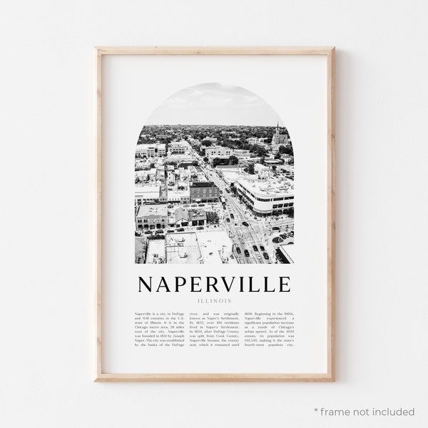Naperville Art Print, Naperville Poster, Naperville Photo, Naperville Wall Art, Naperville Black and White, Illinois | US176M
