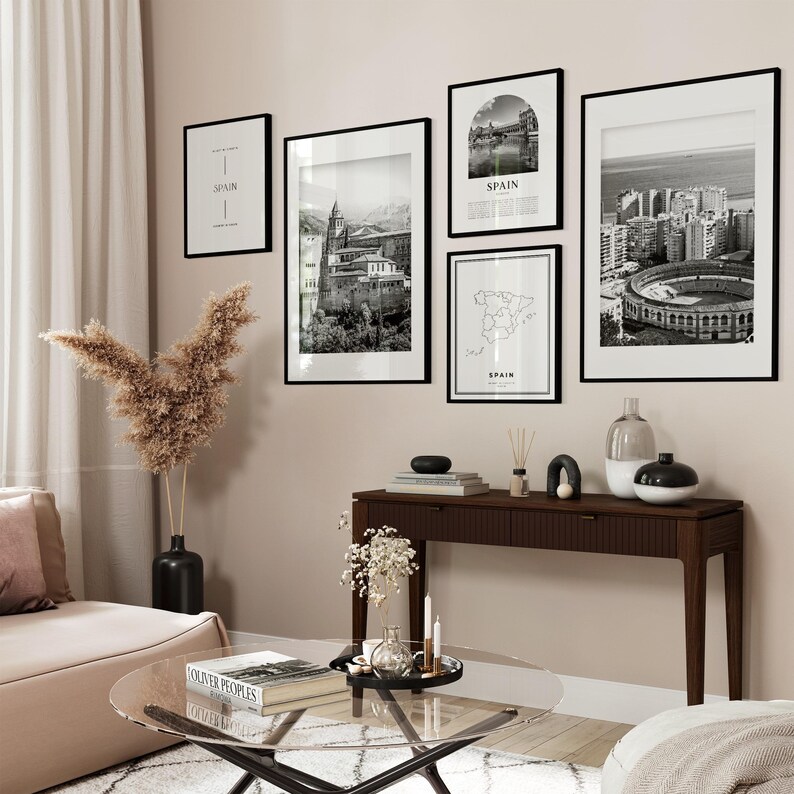 Spain Gallery Wall Art Set of 6 – Black and White Photo Prints image 2