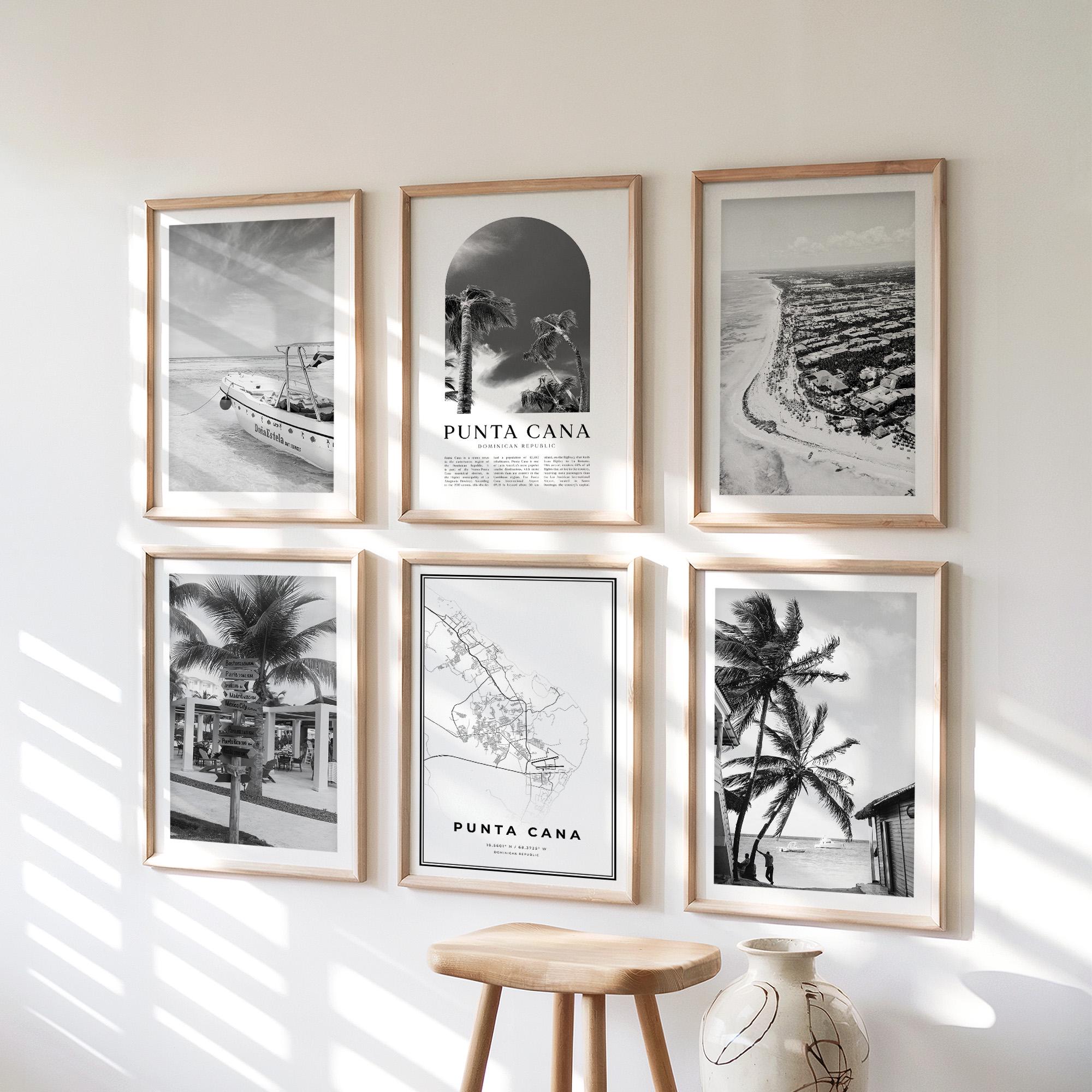 Punta Cana Gallery Wall Art - Set of 6, Punta Cana Black and White