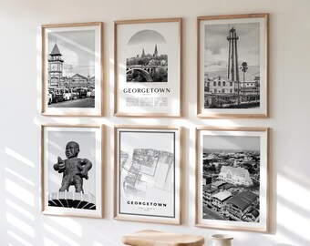 Georgetown Gallery Wall Art Set of 6 - Black and White Photo Prints