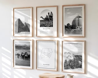 Sudan Gallery Wall Art - Set of 6, Sudan Black and White Photo, Sudan Posters, Sudan Print Collection, Africa
