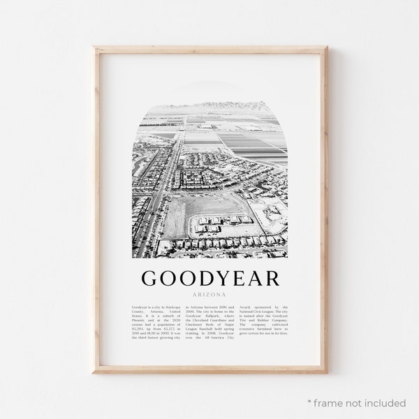 Goodyear Art Print, Goodyear Poster, Goodyear Photo, Goodyear Wall Art, Goodyear Black and White, Arizona | US462M