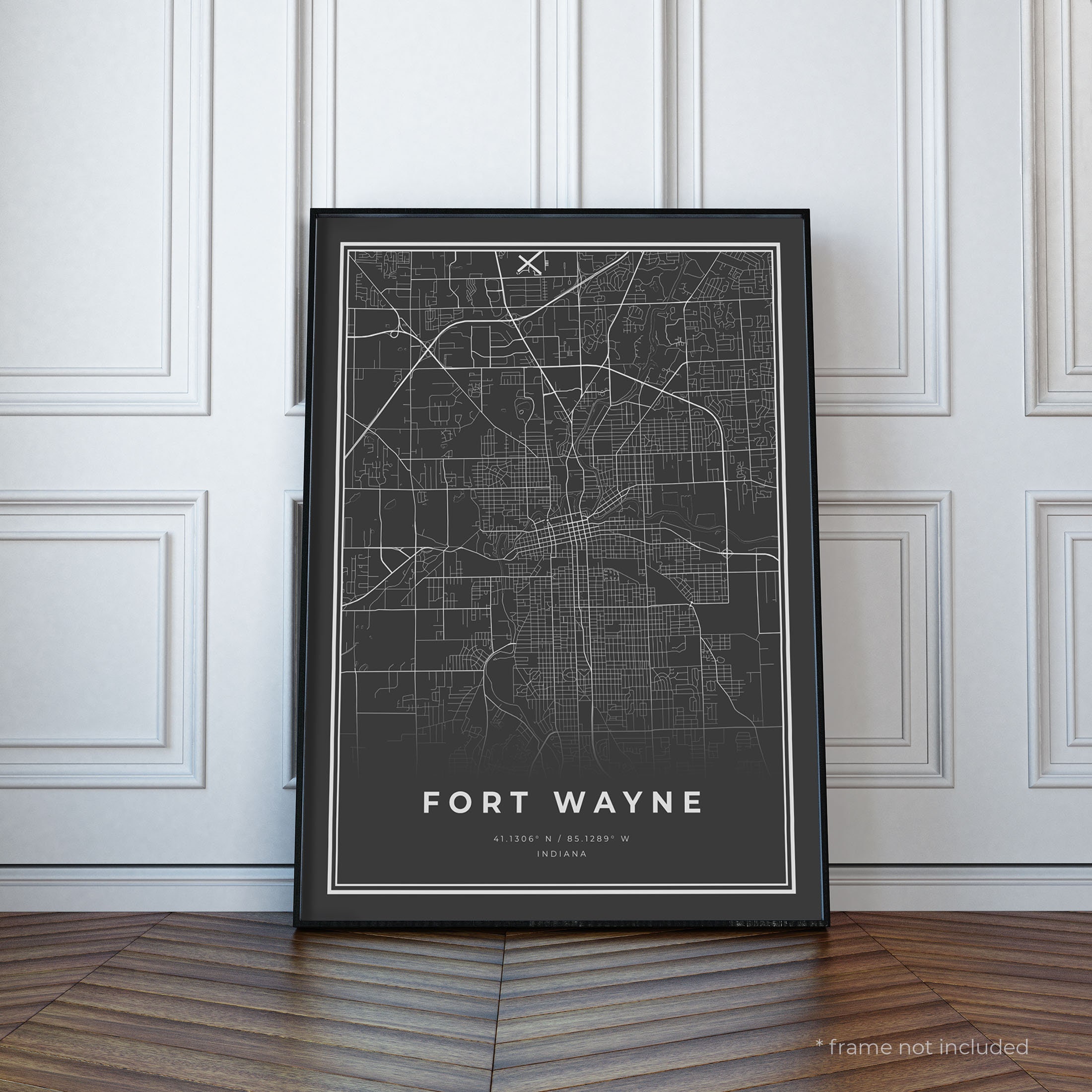 Fort Wayne Map Print Fort Wayne Black Map Poster Fort Wayne - Etsy
