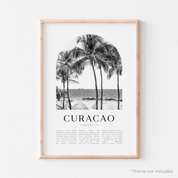 Curacao Art Print, Affiche de Curaçao, Curaçao Photo, Curaçao Wall Art, Curaçao Noir et Blanc, Caraïbes | CA17M