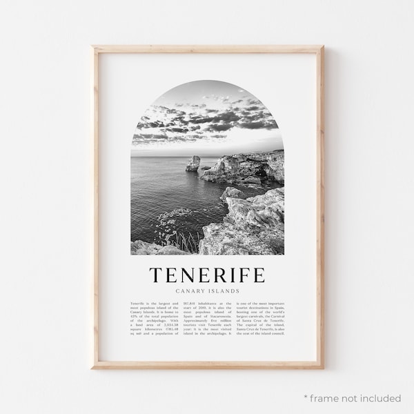 Tenerife Art Print, Tenerife Poster, Tenerife Photo, Tenerife Wall Art, Tenerife Black and White, Canary Islands | AF157M