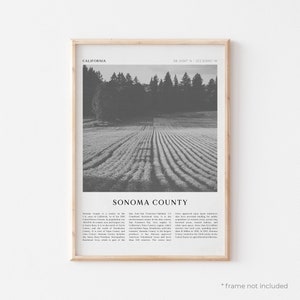 Sonoma County Art Print, Sonoma County Poster, Sonoma County Photo, California, Wall Art, Travel Print, Vintage Poster, Boho Art | NA58