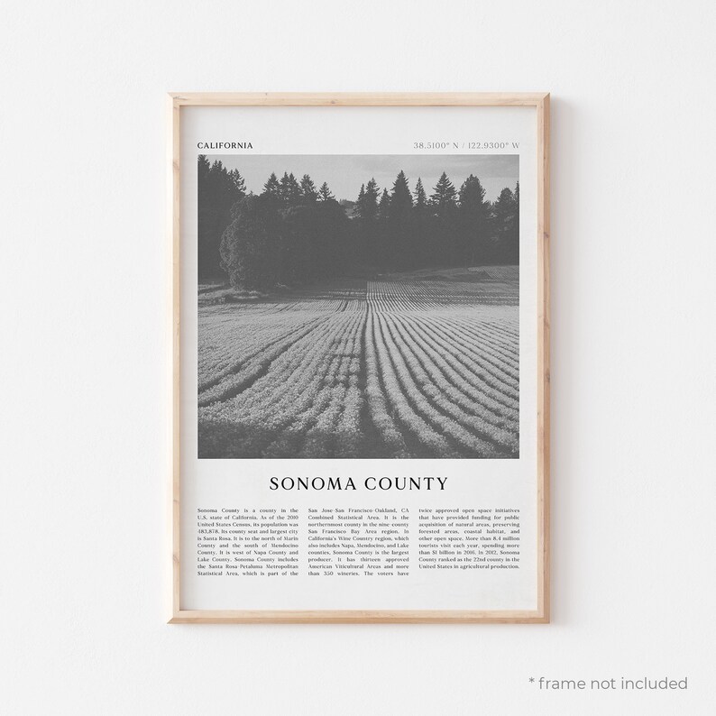 Sonoma County Art Print Sonoma County Poster Sonoma County Etsy