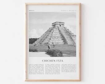Chichen Itza Art Print, Chichen Itza Poster, Chichen Itza Photo, Chichen Itza Art, Mexico, Travel Print, Vintage Poster, Boho Art | NA193