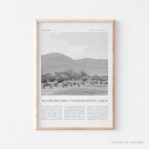 Ngorongoro Conservation Area Art Print, Ngorongoro Conservation Area Poster, Photo, Tanzania, Travel Print, Vintage Poster, Boho Art | AF136