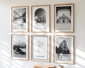Thailand Gallery Wall Art Set of 6 – Black and White Photo Prints