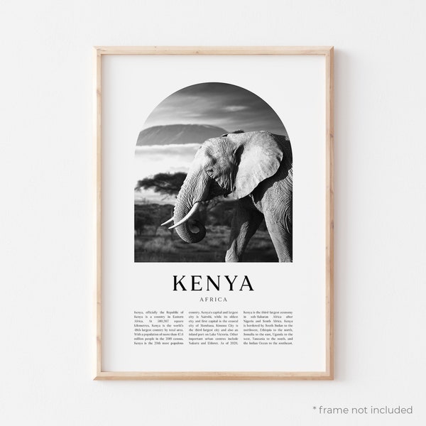 Kenya Art Print, Kenya Poster, Kenya Photo, Kenya Wall Art, Kenya Black and White, Africa | AF53M