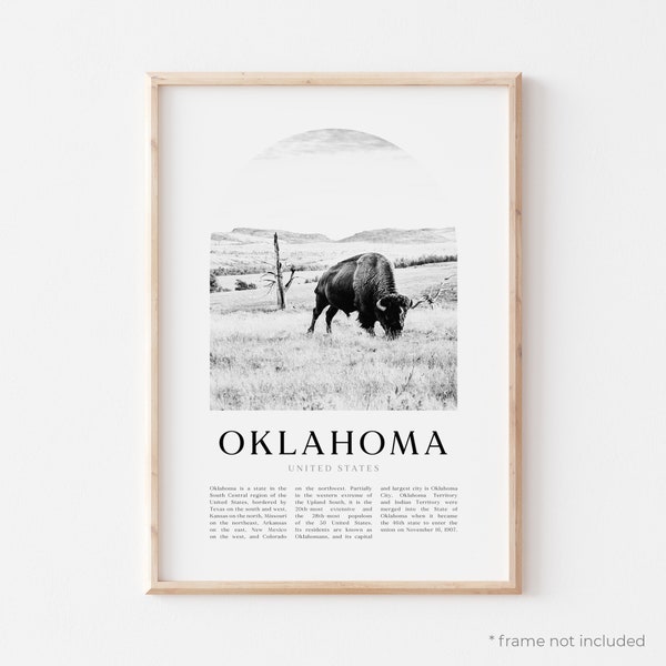 Oklahoma Art Print, Oklahoma Poster, Oklahoma Photo, Oklahoma Wall Art, Oklahoma Black and White, United States | NA118M