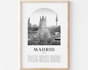 Madrid Art Print, Madrid Poster, Madrid Photo, Madrid Wall Art, Madrid Black and White, Spain | EU133M
