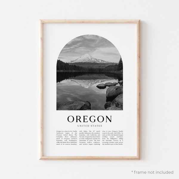 Oregon Art Print, Oregon Poster, Oregon Photo, Oregon Wall Art, Oregon Black and White, United States | NA119M