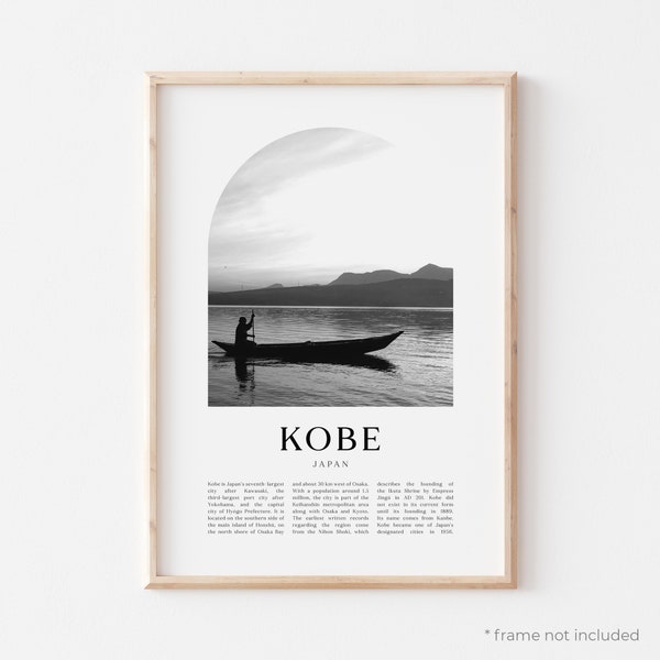 Kobe Art Print, Kobe Poster, Kobe Photo, Kobe Wall Art, Kobe Black and White, Japan | AS76M