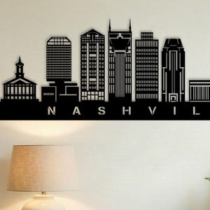 Nashville Skyline Metal Wall Art • Batman Building & Parthenon Decor • Music City Sign • Custom Personalized Tennessee Gift • Country Music