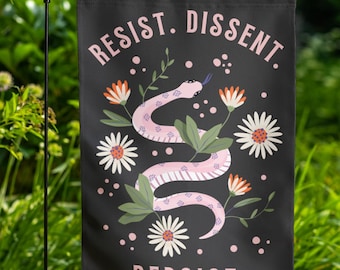 Resist Dissent Persist Flag, Resistance Yard Sign, Protest Garden Flag, Progressive Yard Flag, Liberal Porch Sign, Door Hanger, Wall Hanging